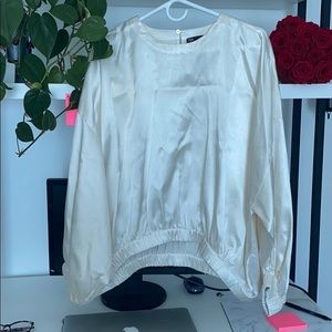 White satin pullover for casual or cute occasion